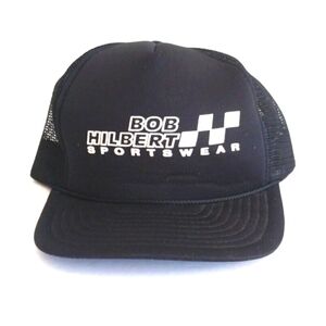Bob Hilbert Sportswear Vtg Black Baseball Trucker Cap Hat Snapback One Size